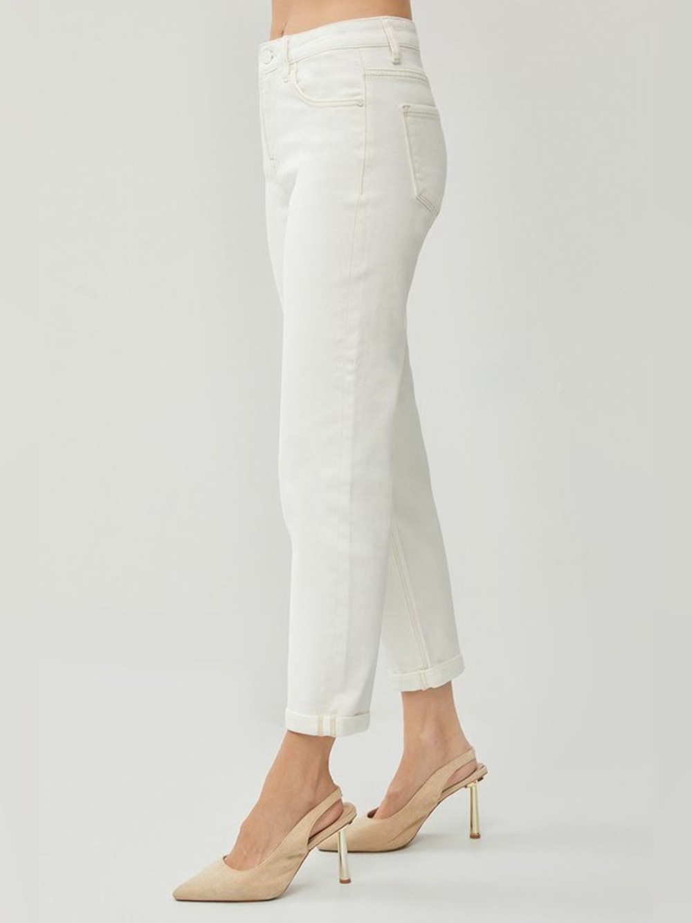RDP5546 CREAM Risen High Rise Boyfriend Pants - Picture 2 of 3